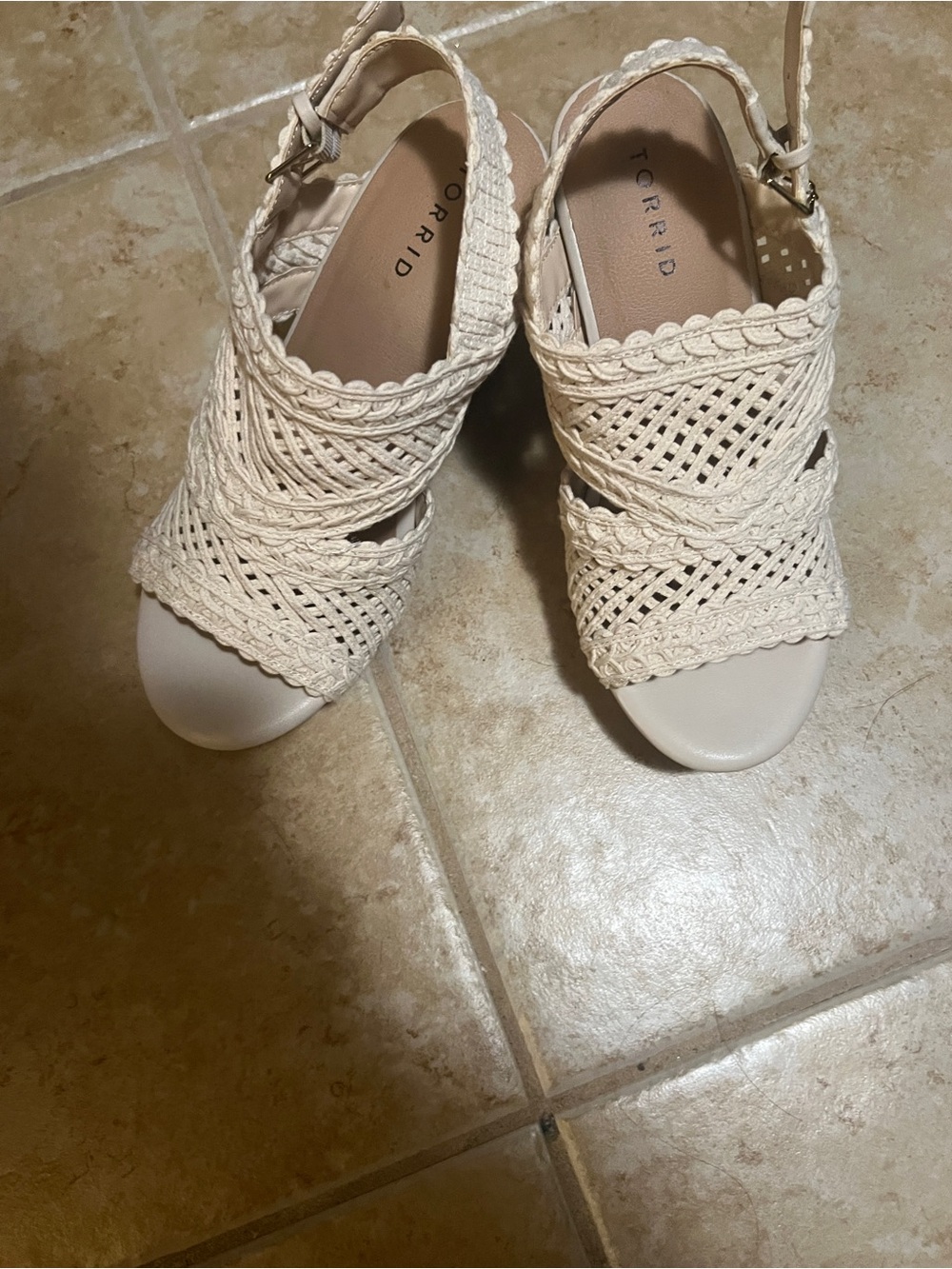 torrid Cream Braided Peep-Toe Wedge Sandals